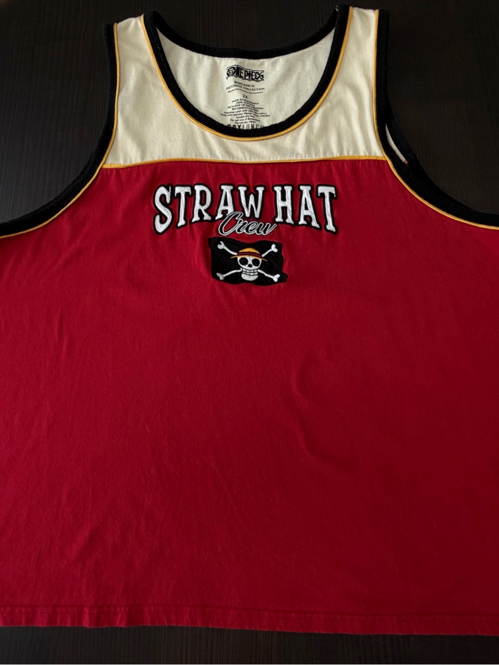 One Piece Straw Hat Crew Tank Top BoxLunch Exclusive Red Cream Men’s 2X AnimeY2K